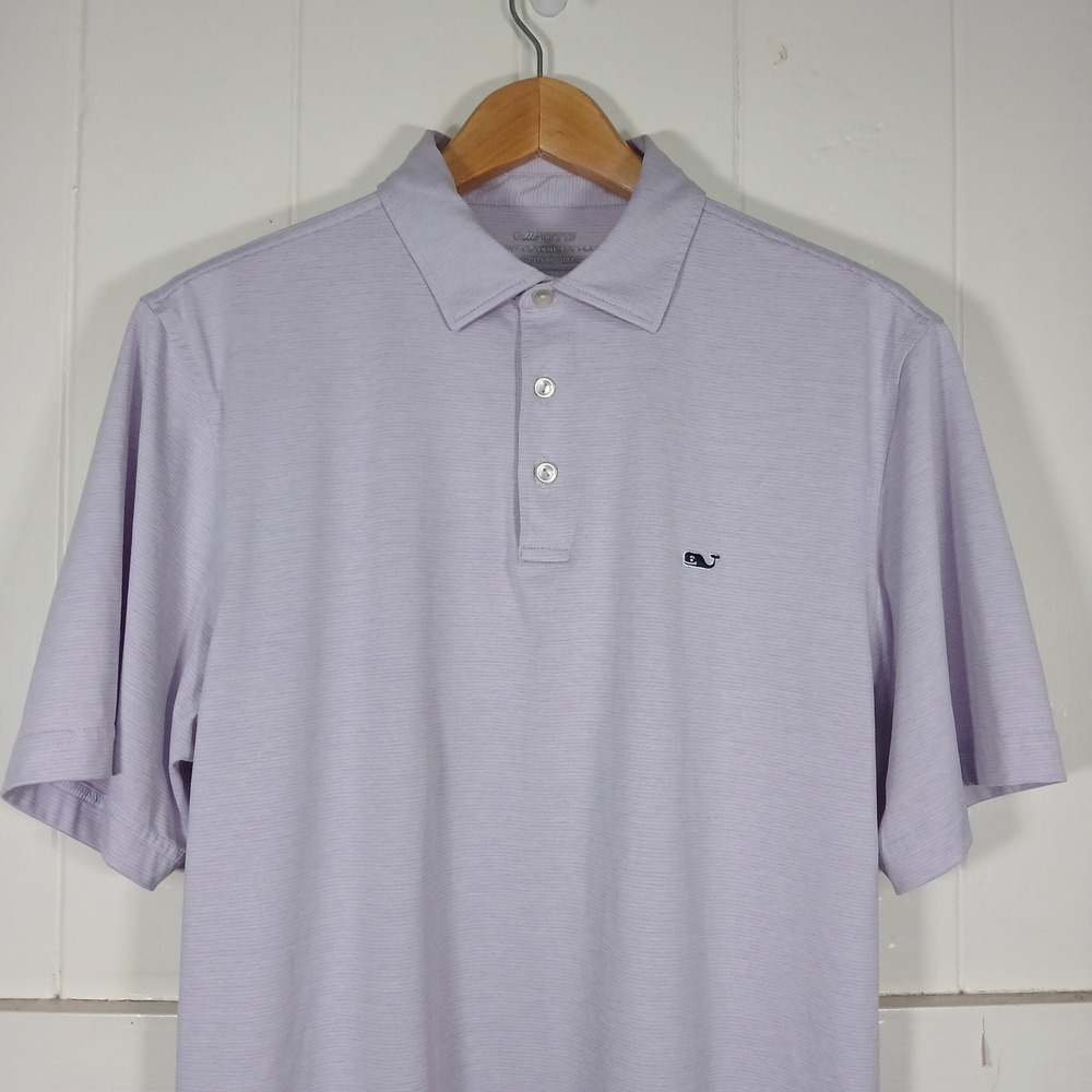 Vineyard Vines Sankaty Polo Mens M Purple On-The-Go Performance Stripe 1G010673